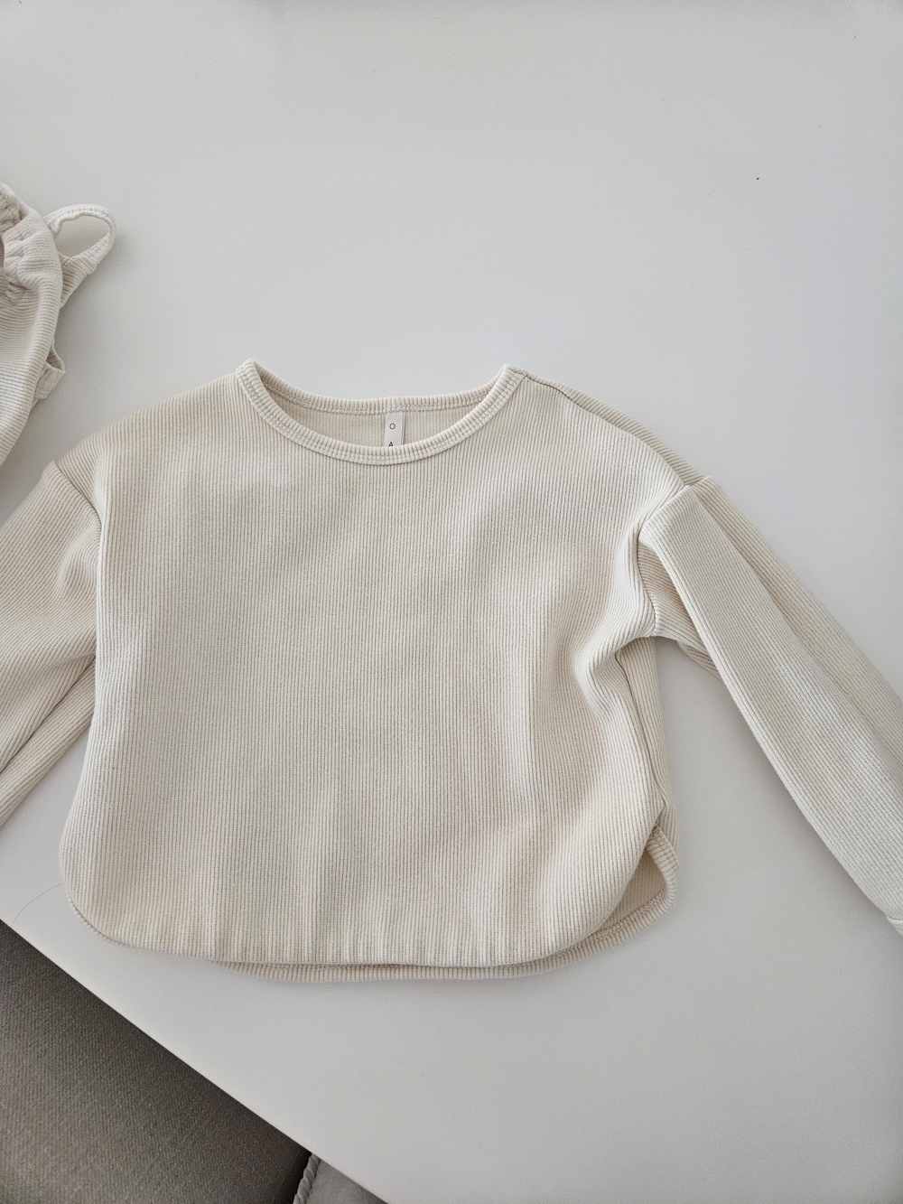Oat Co Cream Ribbed Long Sleeve Top And Bloomer Set